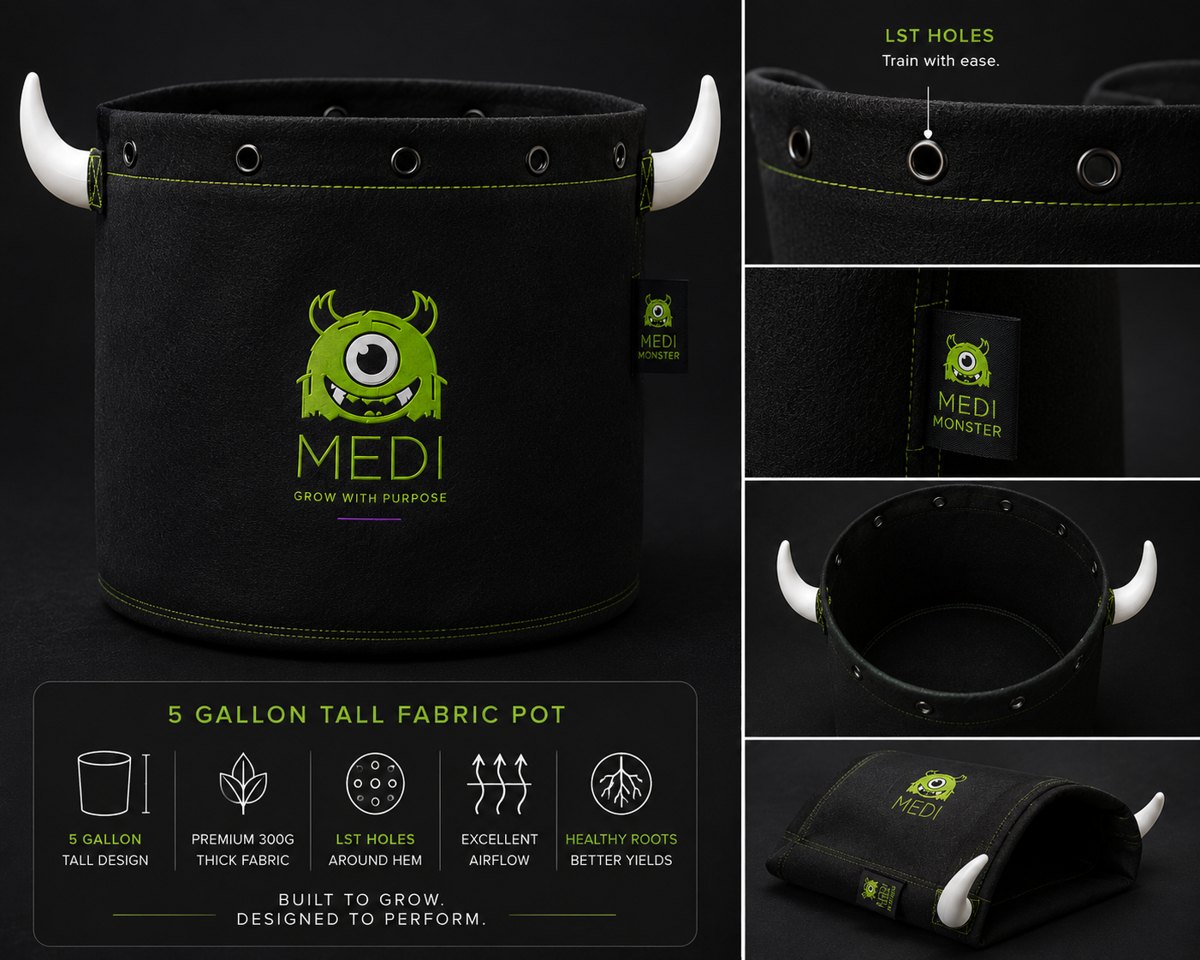 Medi Monster 5 gallon tall fabric pot
