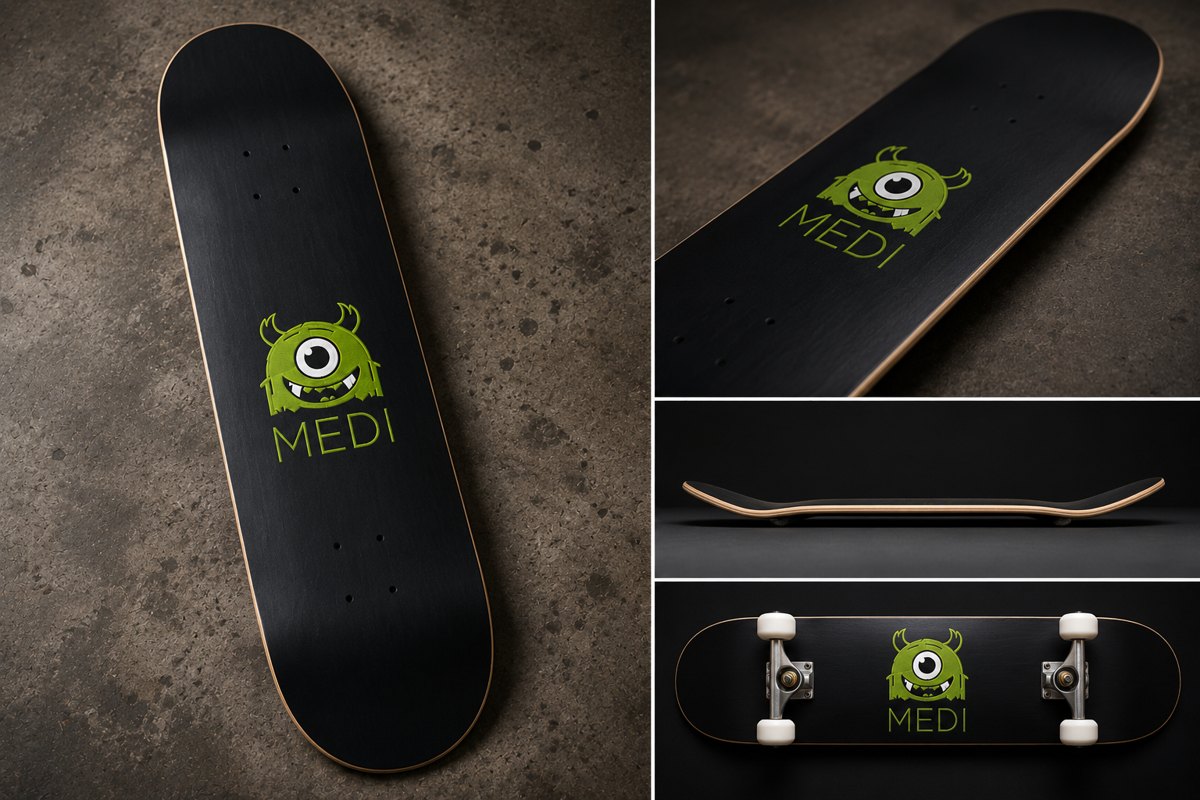 Medi Monster black skate deck