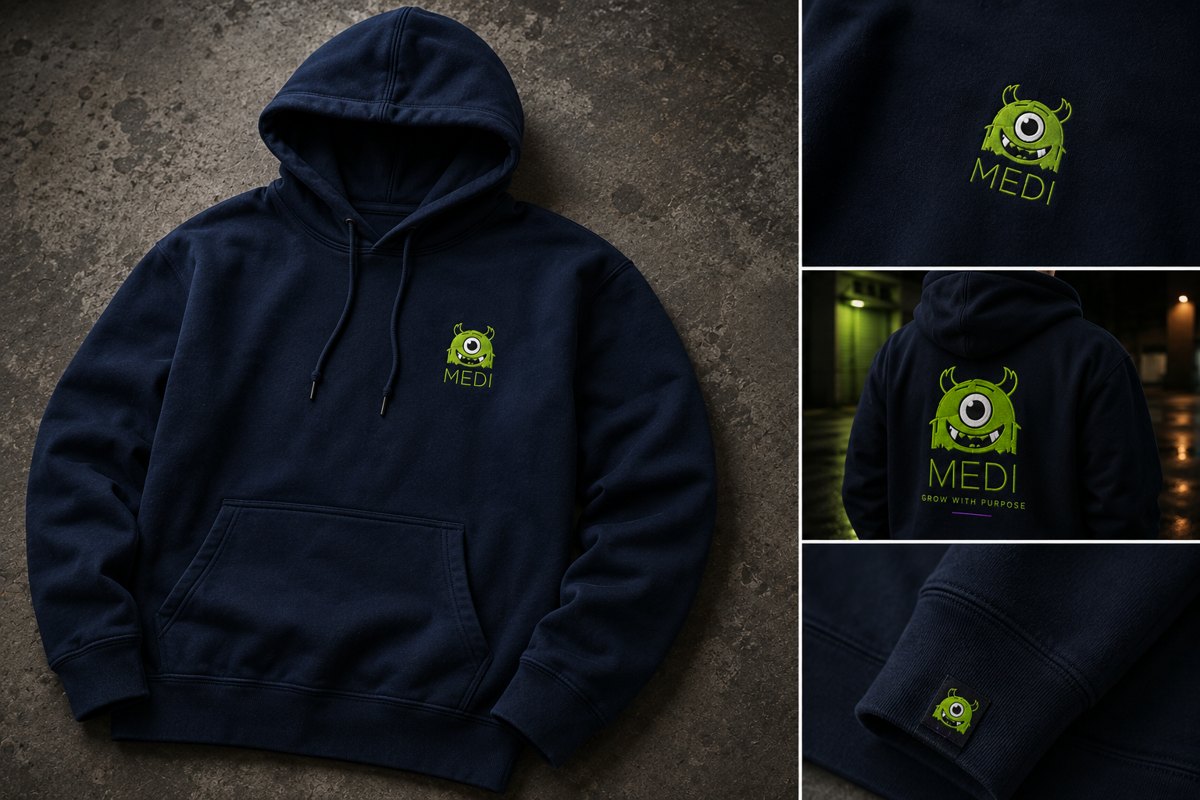 Medi Monster navy pullover hoodie