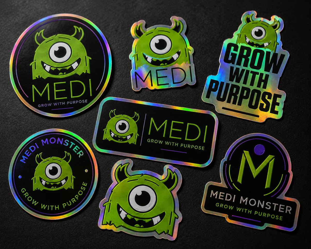 Medi Monster holographic sticker pack