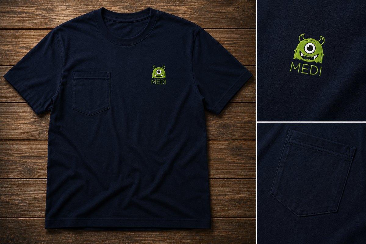 Medi Monster navy pocket tee